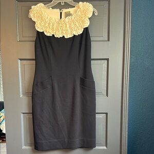 Taylor Elegant Black and Cream Floral Cocktail Dress